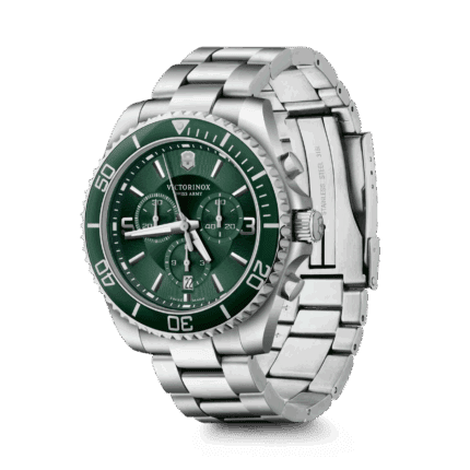 Victorinox Maverick Chronograph 43mm Green Diamond-Cut Dial Coin-Edge Bezel Swiss Quartz Men's Watch